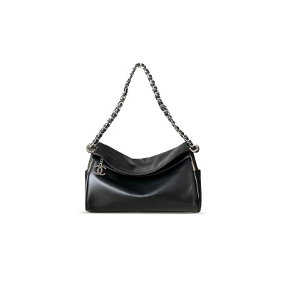 CHANEL SMALL SOFT LAMBSKIN HOBO CHAIN FOLDING BAG BLACK 496522 (30*25cm)